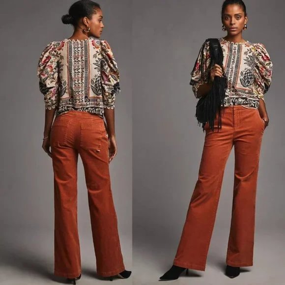 Maeve Pants - Maeve by Anthropologie Wide Leg Corduroy Trouser Pants Women's Size 8